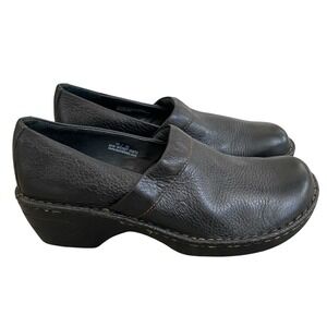 BOC Born Concept Shoes Peggy Clogs 10 EU 42 Black Leather Slip On Comfort Work